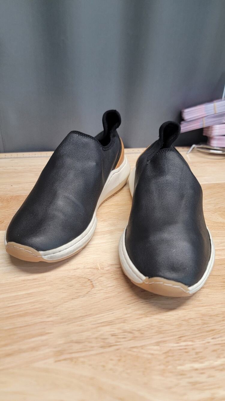 Vince Marlon Marlon Black Leather Sneakers Womens 5.5 Slip On Loafer Shoes